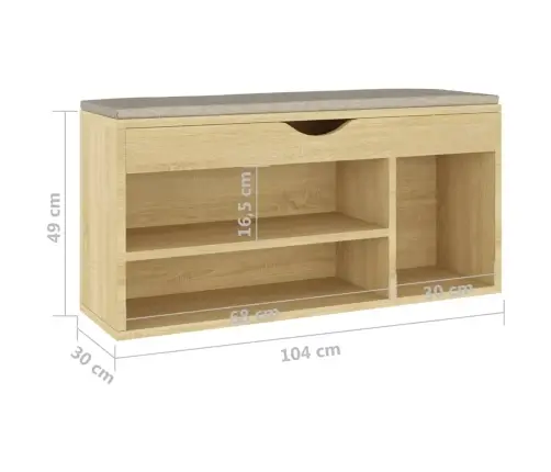 Apavu Plaukts Ar Matraci Ozolkoka 104X30X49Cm Inženierijas Koks Vidaxl