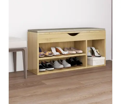 Apavu Plaukts Ar Matraci Ozolkoka 104X30X49Cm Inženierijas Koks Vidaxl