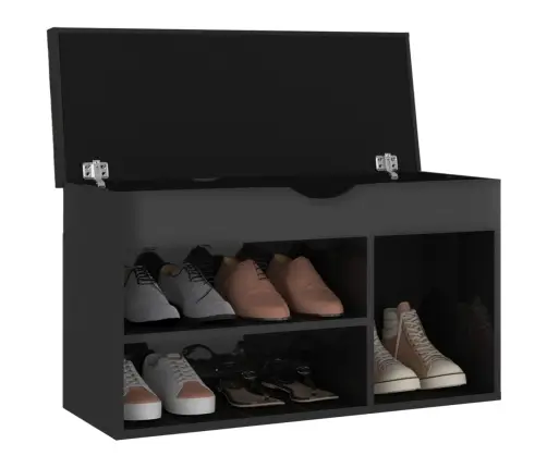 Apavu Plaukts Ar Matraci, Melns, 80X30X47 Cm, Inženierijas Koks Vidaxl