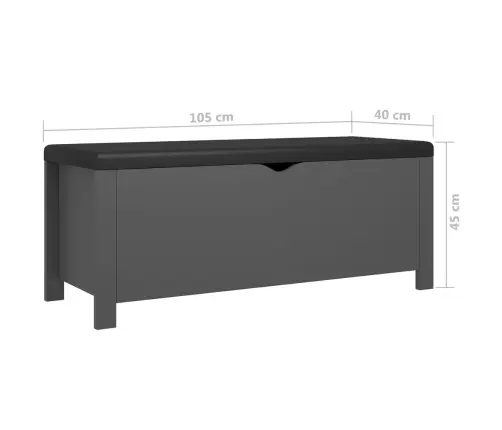 Daiktadėžė Su Pagalvėle, Pilka, 105X40X45cm Apdirbta Mediena