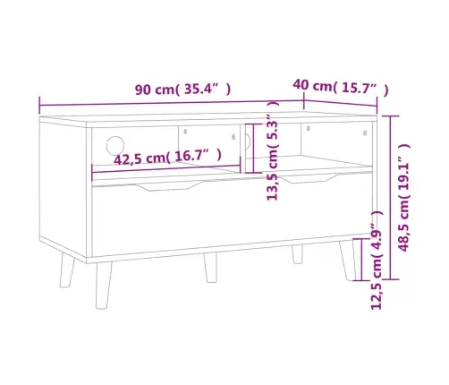 Tv Skapītis, Ozolkoka Krāsā, 90X40X48,5 Cm, Inženierijas Koks Vidaxl
