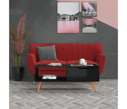 Kafijas Galdiņš, Spīdīgi Melns, 100X49,5X43Cm Inženierijas Koks Vidaxl