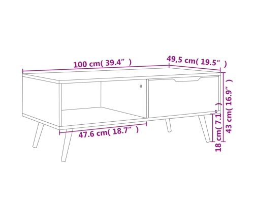 Kafijas Galdiņš, Kvēpināta Ozolkoka, 100X49,5X43 Cm Vidaxl