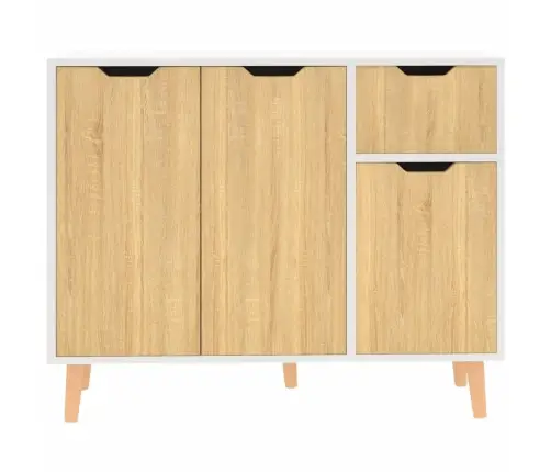 Kumode, Balta, Ozola Krāsa, 90X30X72 Cm, Inženierijas Koks Vidaxl