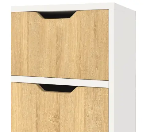 Kumode, Balta, Ozola Krāsa, 90X30X72 Cm, Inženierijas Koks Vidaxl