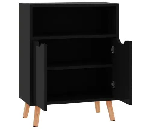 Puhvetkapp, Kõrgläikega Must, 60X30X72 cm Tehispuit