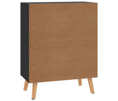 Puhvetkapp, Kõrgläikega Must, 60X30X72 cm Tehispuit