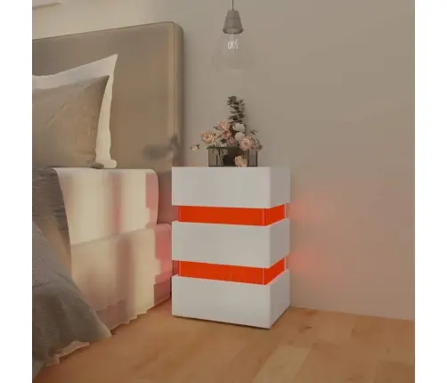 Led-Öökapp, Valge, 45X35X67 cm Tehispuit