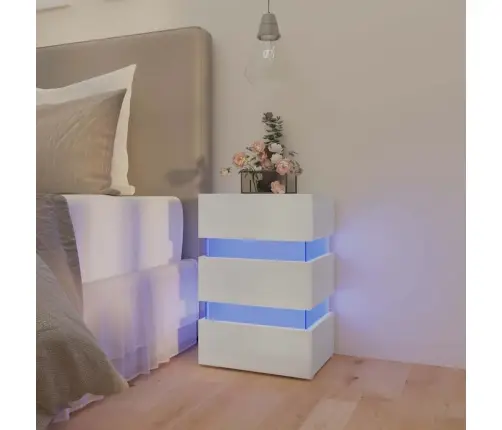 Led-Öökapp, Valge, 45X35X67 cm Tehispuit