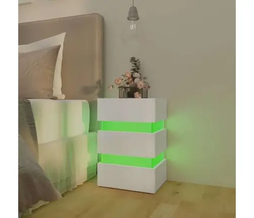 Led-Öökapp, Valge, 45X35X67 cm Tehispuit