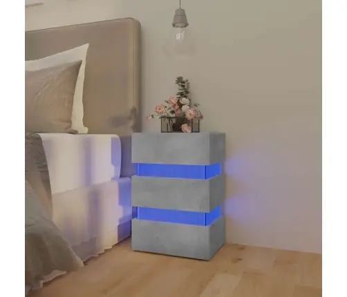 Naktsskapītis Ar Led, Pelēks, 45X35X67 Cm, Inženierijas Koks Vidaxl