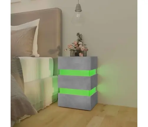 Naktsskapītis Ar Led, Pelēks, 45X35X67 Cm, Inženierijas Koks Vidaxl