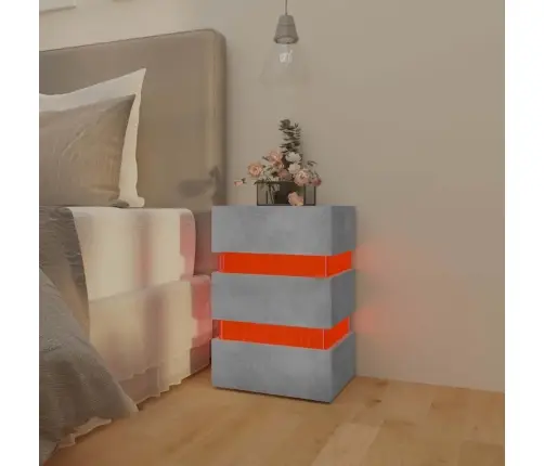 Naktsskapītis Ar Led, Pelēks, 45X35X67 Cm, Inženierijas Koks Vidaxl