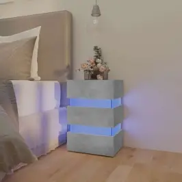 Naktsskapītis Ar Led, Pelēks, 45X35X67 Cm, Inženierijas Koks Vidaxl