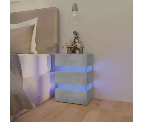 Naktsskapītis Ar Led, Pelēks, 45X35X67 Cm, Inženierijas Koks Vidaxl