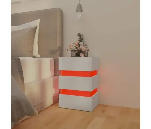 Naktsgaldiņš Ar Led, Balts, 45X35X67 Cm, Inženierijas Koks Vidaxl