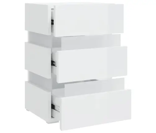 Naktsgaldiņš Ar Led, Balts, 45X35X67 Cm, Inženierijas Koks Vidaxl