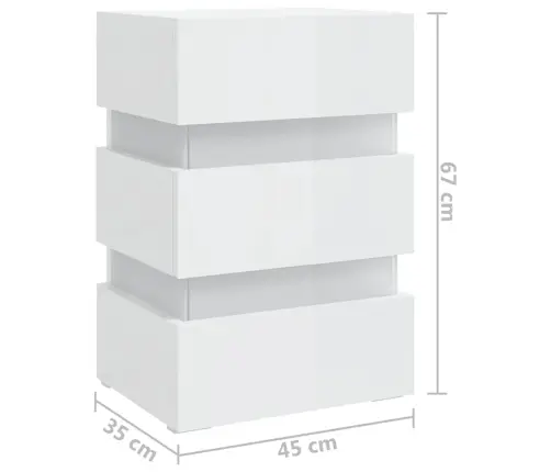 Naktsgaldiņš Ar Led, Balts, 45X35X67 Cm, Inženierijas Koks Vidaxl