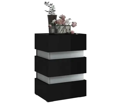 Naktsskapītis Ar Led, Melns, 45X35X67 Cm, Inženierijas Koks Vidaxl