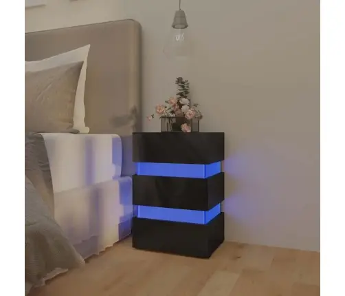 Naktsskapītis Ar Led, Melns, 45X35X67 Cm, Inženierijas Koks Vidaxl