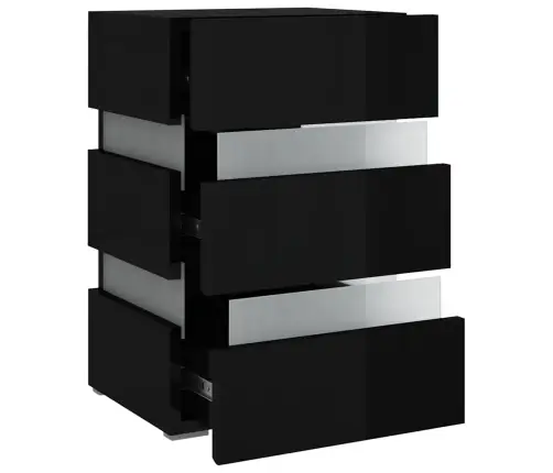 Naktsskapītis Ar Led, Melns, 45X35X67 Cm, Inženierijas Koks Vidaxl