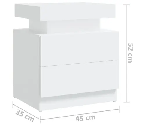 Naktsskapītis, Balts, 45X35X52 Cm, Inženierijas Koks Vidaxl