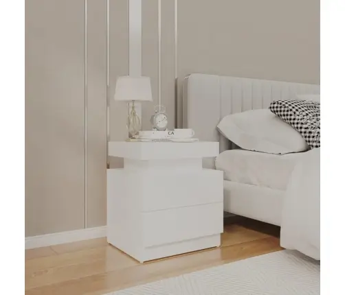 Naktsskapītis, Balts, 45X35X52 Cm, Inženierijas Koks Vidaxl