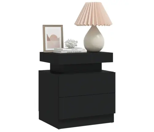 Naktsskapītis, Melns, 45X35X52 Cm, Inženierijas Koks Vidaxl