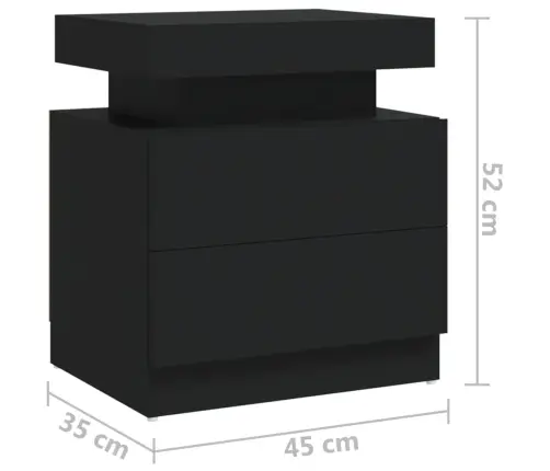 Naktsskapītis, Melns, 45X35X52 Cm, Inženierijas Koks Vidaxl
