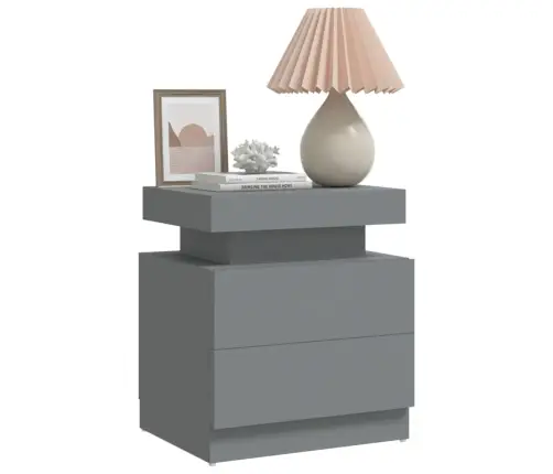 Naktsskapītis, Pelēks, 45X35X52 Cm, Inženierijas Koks Vidaxl