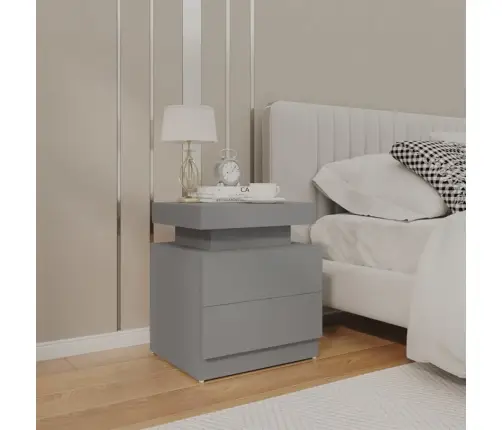 Naktsskapītis, Pelēks, 45X35X52 Cm, Inženierijas Koks Vidaxl