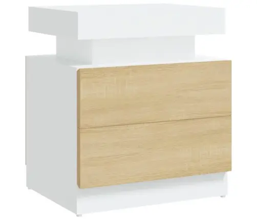 Naktsskapītis, Balta Un Ozolkoka, 45X35X52Cm, Inženierijas Koks Vidaxl