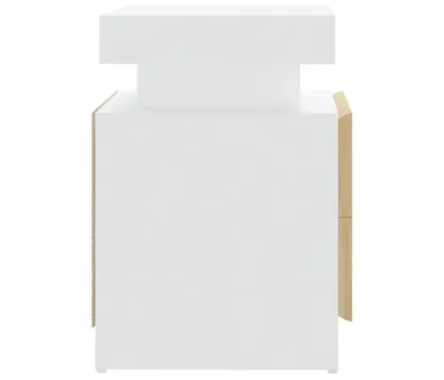 Naktsskapītis, Balta Un Ozolkoka, 45X35X52Cm, Inženierijas Koks Vidaxl