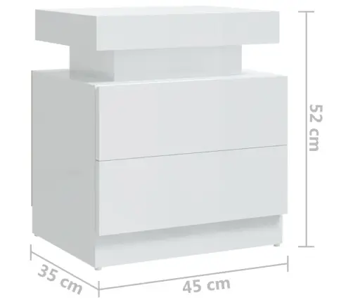 Naktsgaldiņš, Spīdīgi Balts, 45X35X52 Cm, Inženierijas Koks Vidaxl
