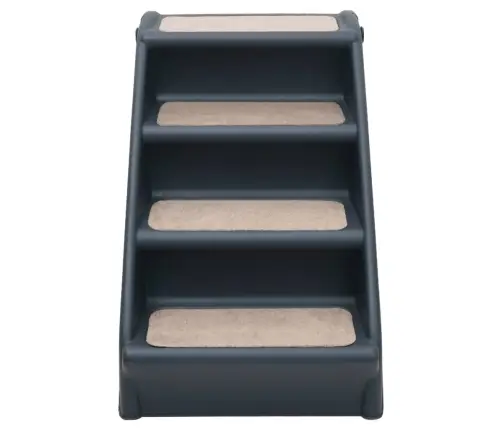 4 Pakāpienu Suņu Kāpnes, Saliekamas, Tumši Pelēkas Vidaxl