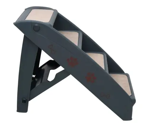 4 Pakāpienu Suņu Kāpnes, Saliekamas, Tumši Pelēkas Vidaxl