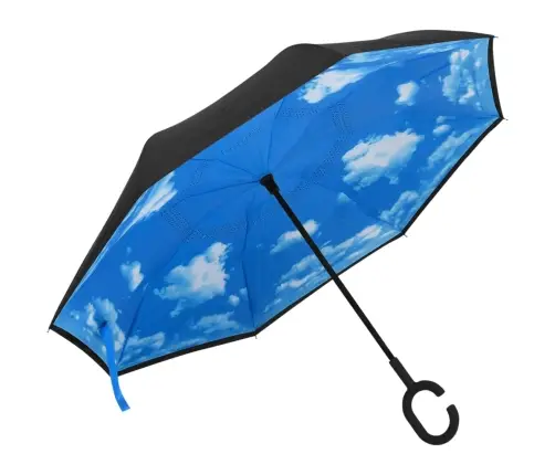 Lietussargs, C- Formas Rokturis, Melns, 108 Cm Vidaxl