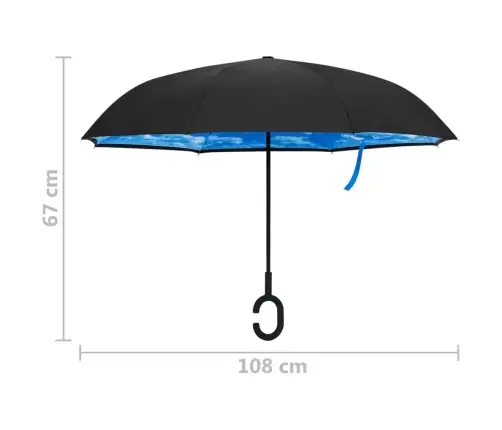 Lietussargs, C- Formas Rokturis, Melns, 108 Cm Vidaxl