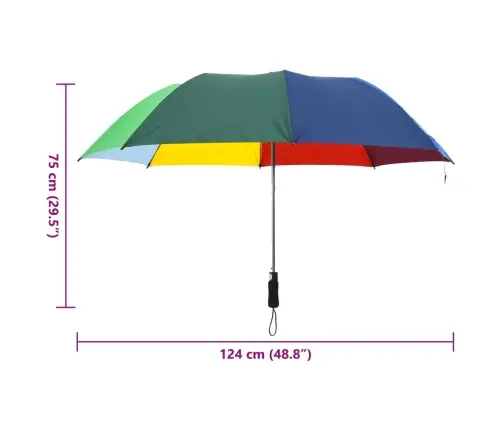 Lietussargs, Automātiska Aiztaisīšanās, 124 Cm, Melns Vidaxl