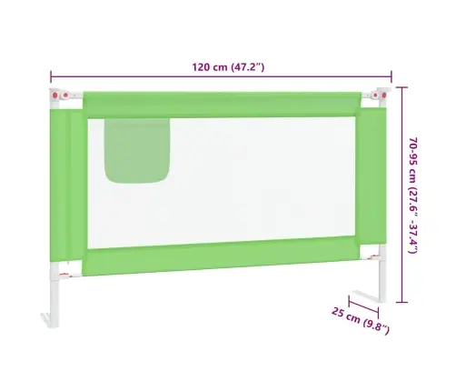 Bērnu Gultas Aizsargbarjera, Zaļa, 120X25 Cm, Audums Vidaxl