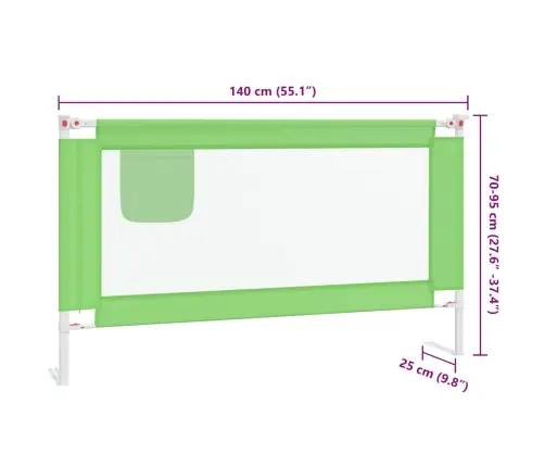 Apsauginis Turėklas Vaiko Lovai, Žalias, 140X25cm Audinys