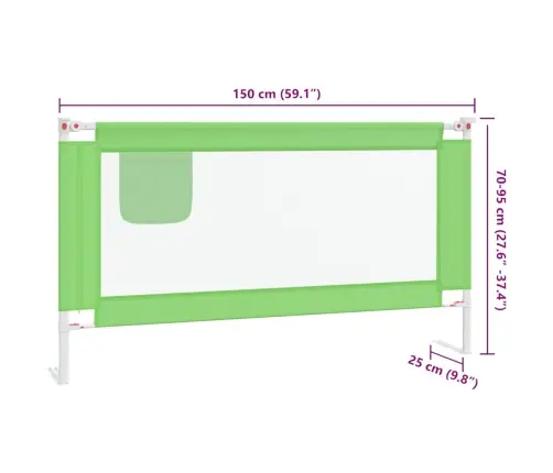 Bērnu Gultas Aizsargbarjera, Zaļa, 150X25 Cm, Audums Vidaxl