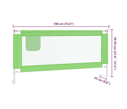 Voodipiire Väikelapse Voodile, Roheline, 190 X 25 cm Kangas