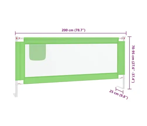 Apsauginis Turėklas Vaiko Lovai, Žalias, 200X25cm Audinys