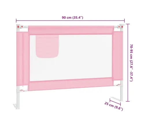 Bērnu Gultas Aizsargbarjera, Rozā, 90X25 Cm, Audums Vidaxl