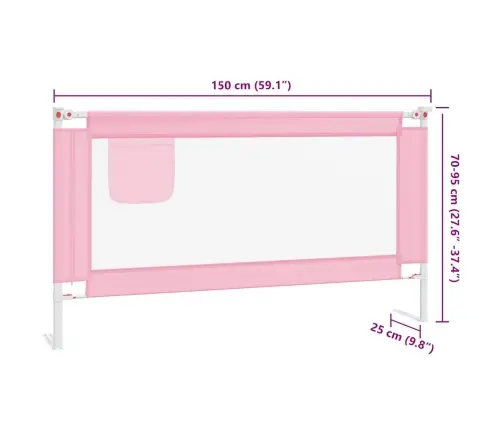 Voodipiire Väikelapse Voodile, Roosa, 150 X 25 cm Kangas