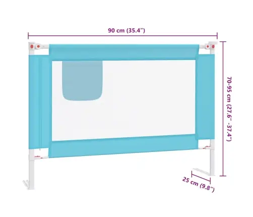 Bērnu Gultas Aizsargbarjera, Zila, 90X25 Cm, Audums Vidaxl