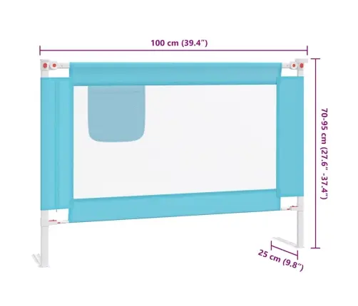 Bērnu Gultas Aizsargbarjera, Zila, 100X25 Cm, Audums Vidaxl