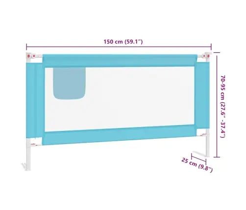 Bērnu Gultas Aizsargbarjera, Zila, 150X25 Cm, Audums Vidaxl