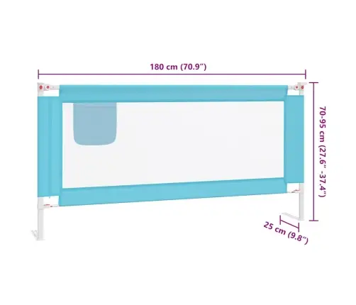 Apsauginis Turėklas Vaiko Lovai, Mėlynas, 180X25cm Audinys